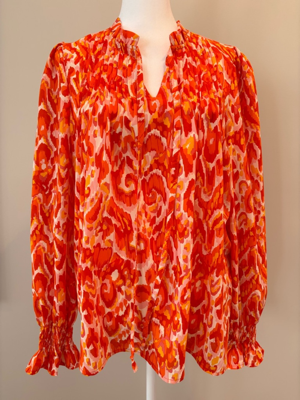 Hotouch Long Sleeve Top Womens Small NWOT Orange/White/Gold/Pink/Red
